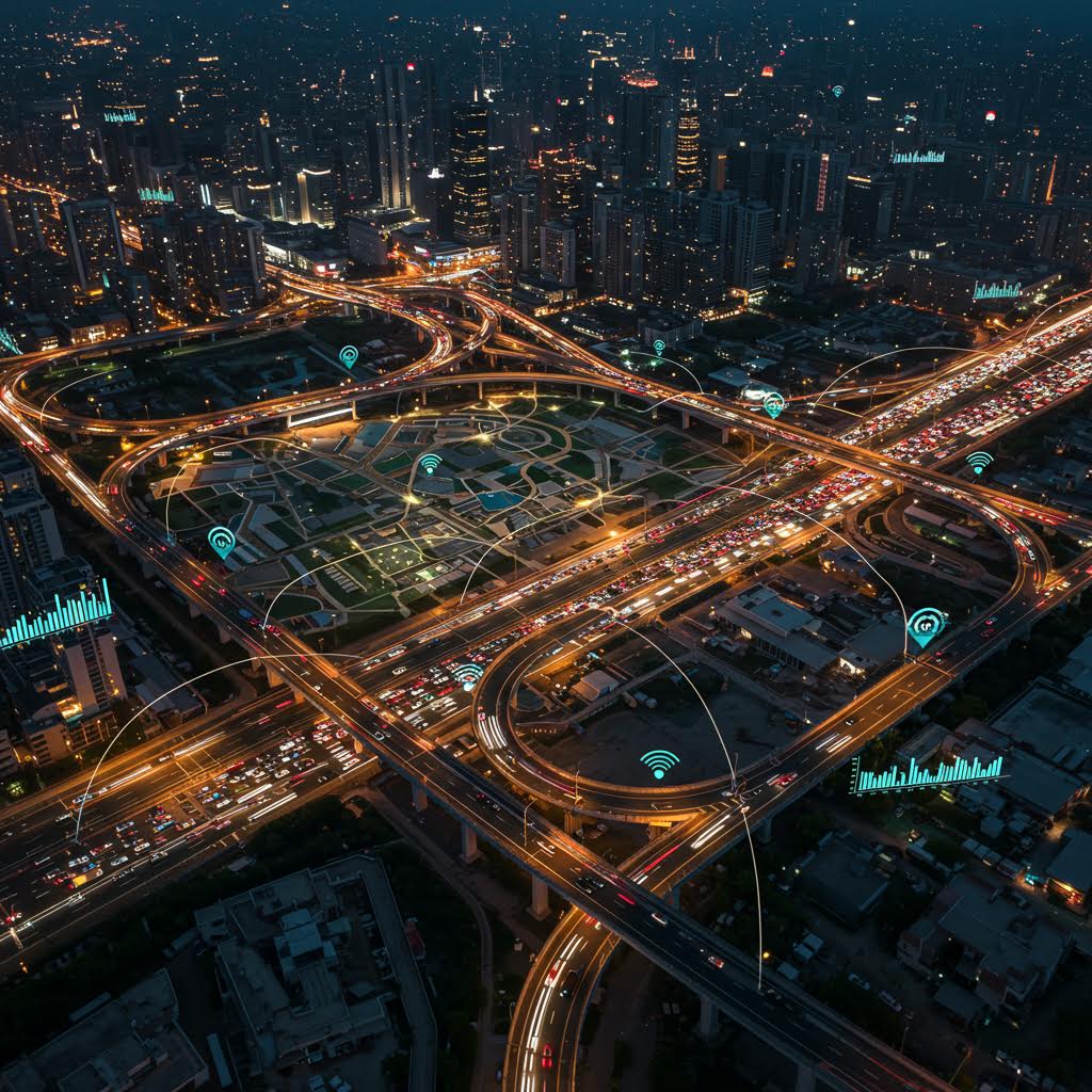 도시 교통 흐름 분석과 실시간 차량 데이터 모니터링 이미지