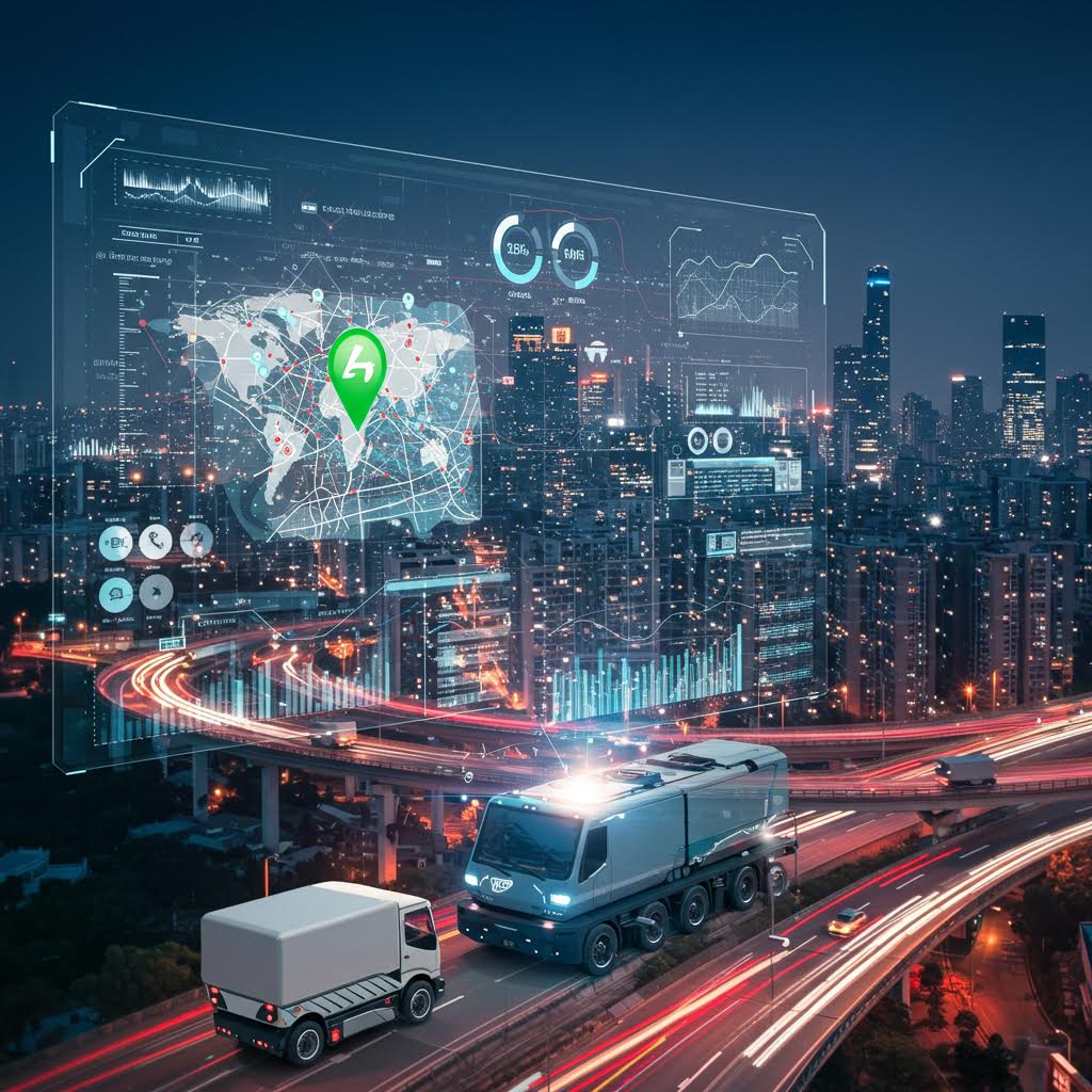 루믹스 물류 플랫폼이 실시간 경로 정보와 백오피스 자동화를 결합해 도시 교통 흐름을 시각화한 장면