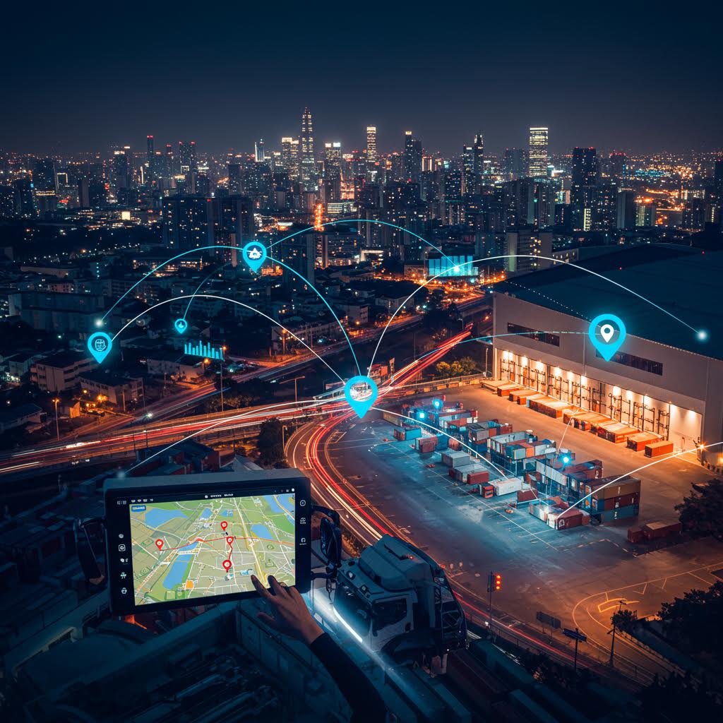 지도 화면을 따라 손끝이 움직이며 루믹스의 운영 체계가 실시간으로 물류망을 조율하는 기술의 순간