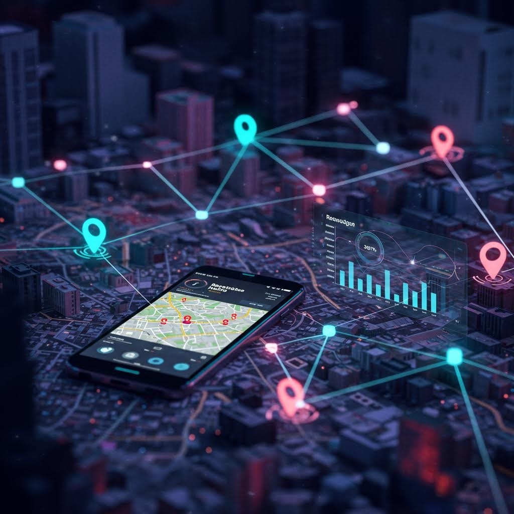 루믹스 위치 기반 분석 데이터 시각화 모바일 대시보드 3D